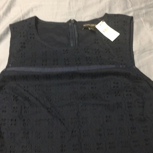 NWT Banana Republic Eyelet Shift Dress 10Navy Blue - Picture 3 of 6